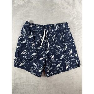 Bear Bottom Shorts Mens Large Blue Surfing AOP Lined 5.5" Inseam